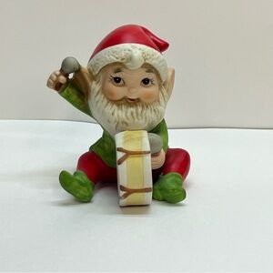 vintage homco christmas elf playing drum collectible porcelain bisque 5618